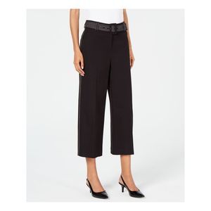 ALFANI Womens Black Belted Wide-leg Cropped Wear To Work Pants 8